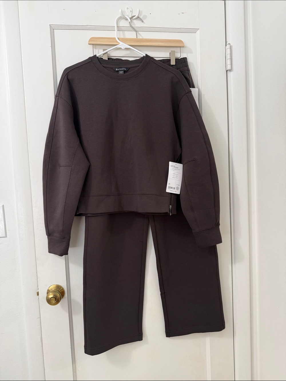 Athleta Form Knit Dark Brown Two-Piece Sweat Set